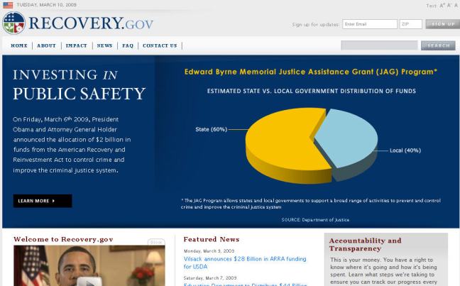 US Government Stimulus Package reporting site